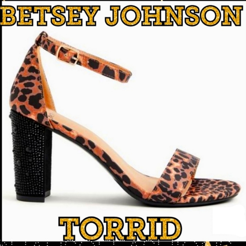 BETSEY JOHNSON TORRID Black Glitter Embellished Leopard Tapered Heels! NEW!